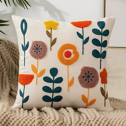 Dekorativ Blomsterpute – Myk og Komfortabel | Koselig Pyntepute til Stue og Soverom - C / 45 x 45 cm - Pynteputer