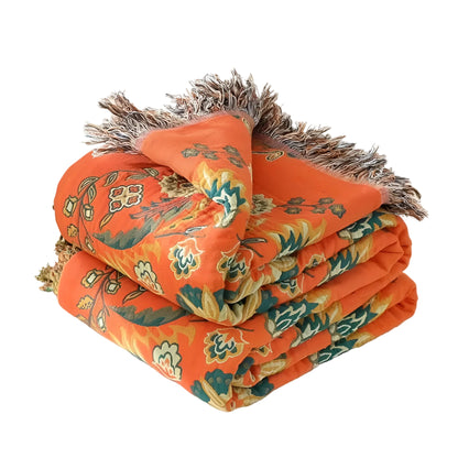 Sansoti Marigold Pledd – Vendbart, Vintage Blomstermønster | Mykt og Stilfullt