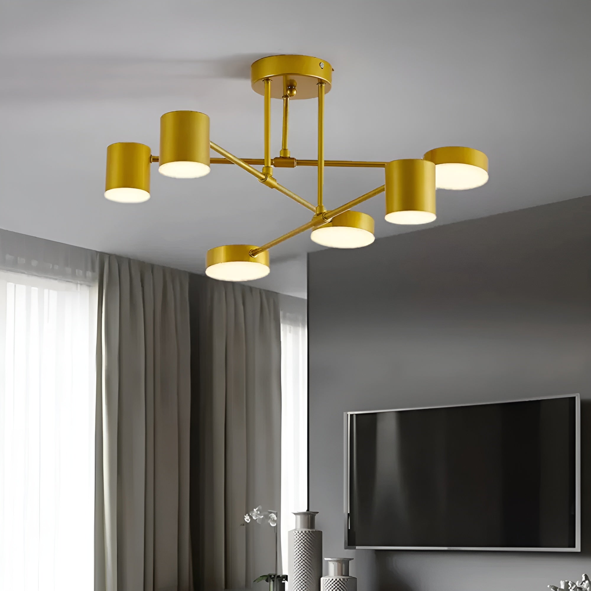 Led-taklampe Med 6 Armer – Moderne Design Og Sterkt Lys | Perfekt For Oppholdsrom
