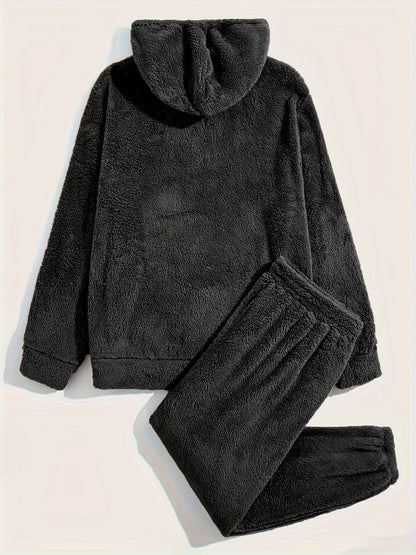 Teddy fleece pyjamas herre – nærbilde av mykt teddy-materiale