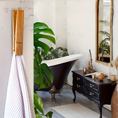 Håndkleholder Sett (3 stk.) – Retro Industrielt Veggdesign i Tre | Dekorativ og Plassbesparende for Bad og Gjeste-WC