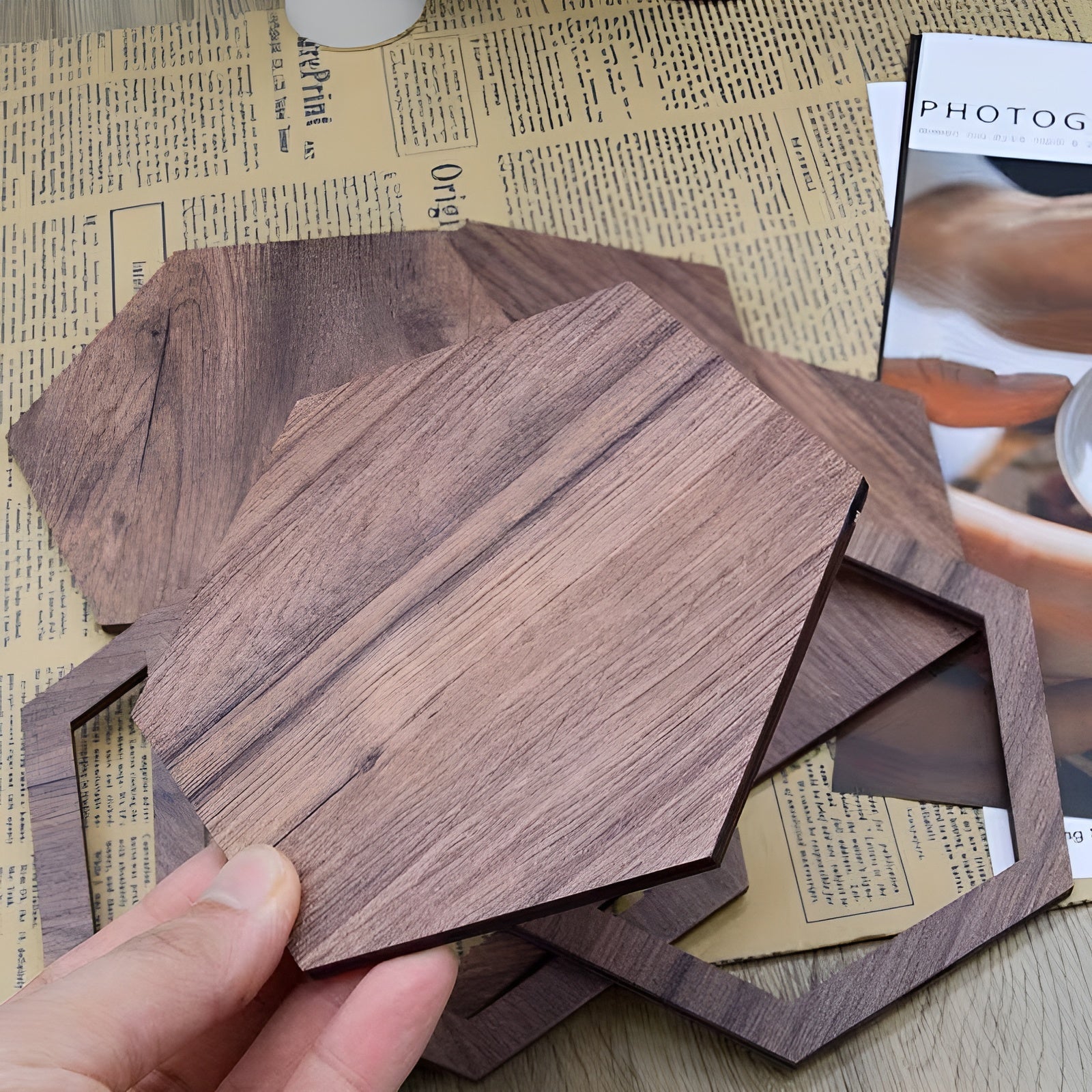3D Veggdekor i Tre (11 Deler) – Moderne og Dekorativ Hexagon Veggdesign | Perfekt for Stue og Soverom - Veggpaneler