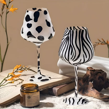 Kunstvoll handgefertigte Weingläser mit Tiermotiven – Tierdesigns mit Kühen Zebras und Leoparden | Rot- und Weißwein