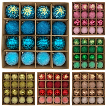 Julekulesett (16 Stk Ø 6 Cm) – Fargerike Julekuler | Perfekt Dekorasjon Til Juletreet, Stuen Og Hagen