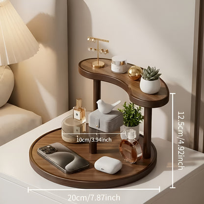 Drehbarer Make-up-Organizer aus Holz – 3-stöckig und stabil | Praktische Aufbewahrung für Kosmetik - Rund Skivemodell