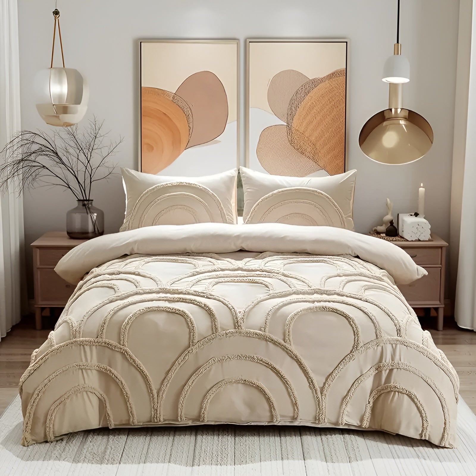 Boho Sengetøysett – Mykt og Stilfullt | Mikrofiber med Tuftet Design