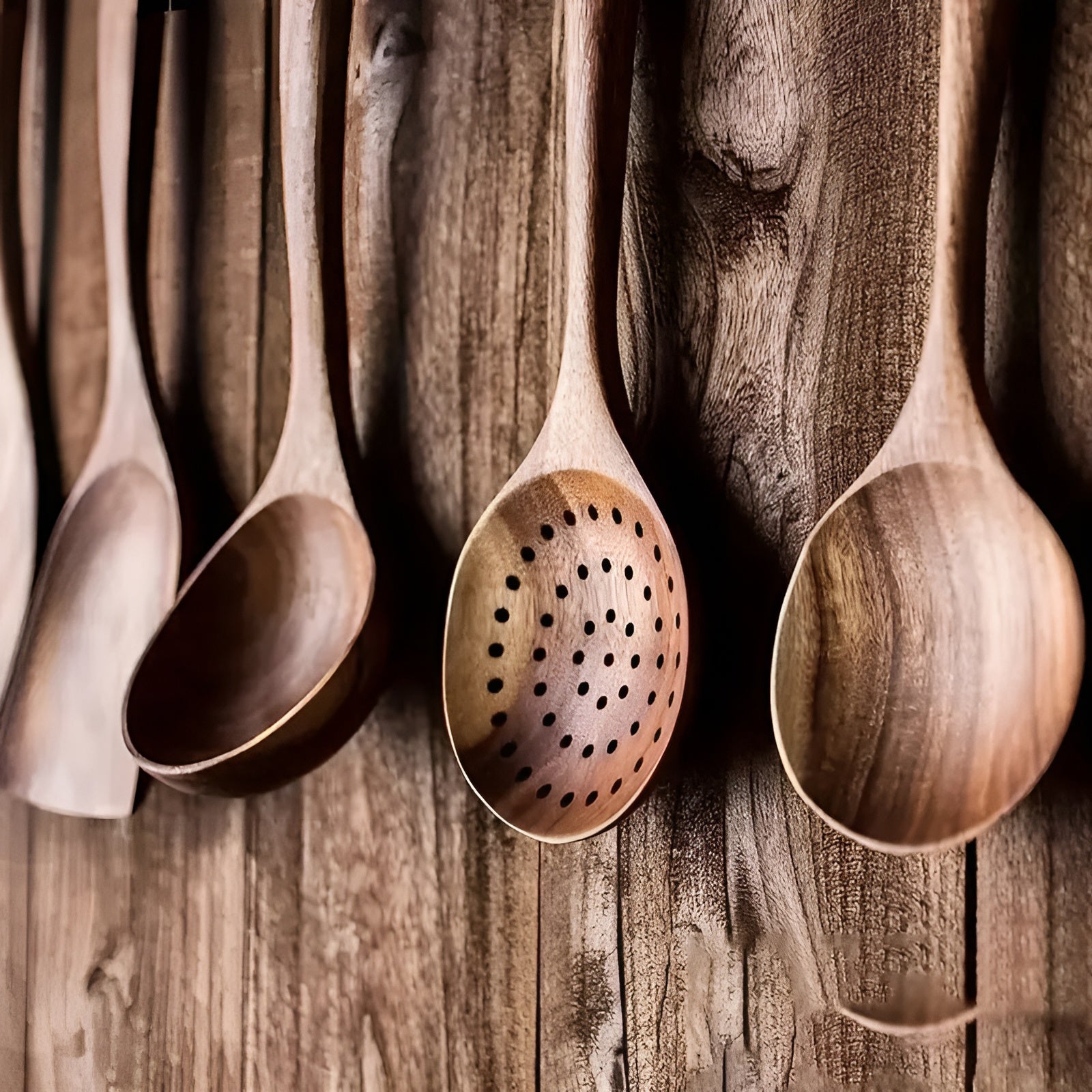 Kjøkkenredskaper i Tre – 5 Deler | Skånsomme og Naturlige for Non-Stick Panner