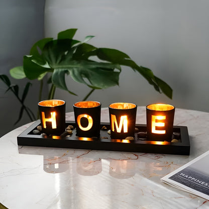 Glasslysestake med Tresokkel – Dekorativ og Lun Stemning | Perfekt for Telys og Hjemmedekor