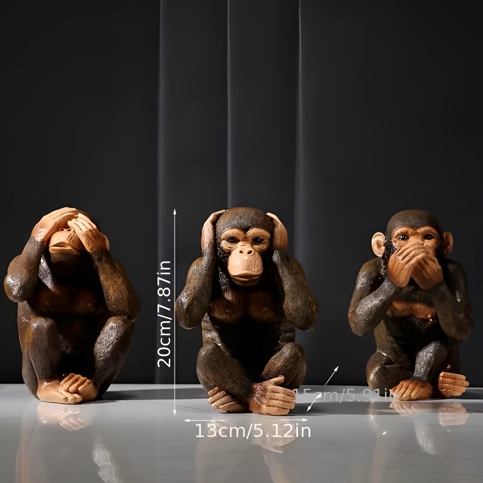 Realistiske Gorillafigurer i Sett – Detaljrike og Dekorative | Perfekt for Kontor, Stue og Hylle