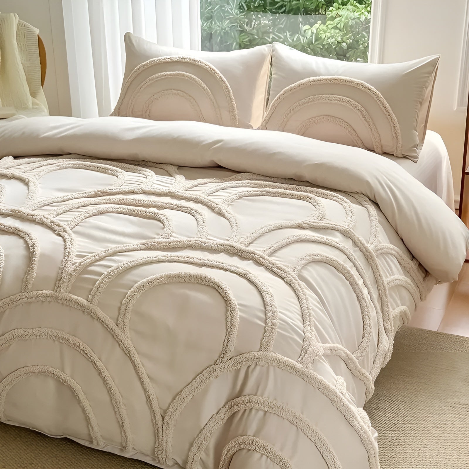 Boho Sengetøysett – Mykt og Stilfullt | Mikrofiber med Tuftet Design