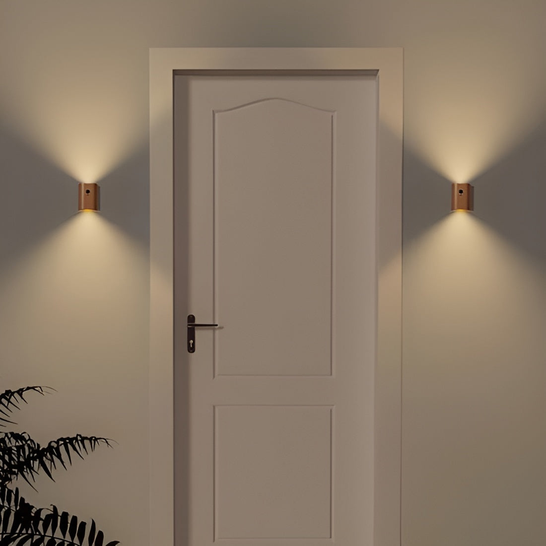 LED Vegglampe i Tre – Med Bevegelsessensor og USB | Perfekt for Gang og Trapp