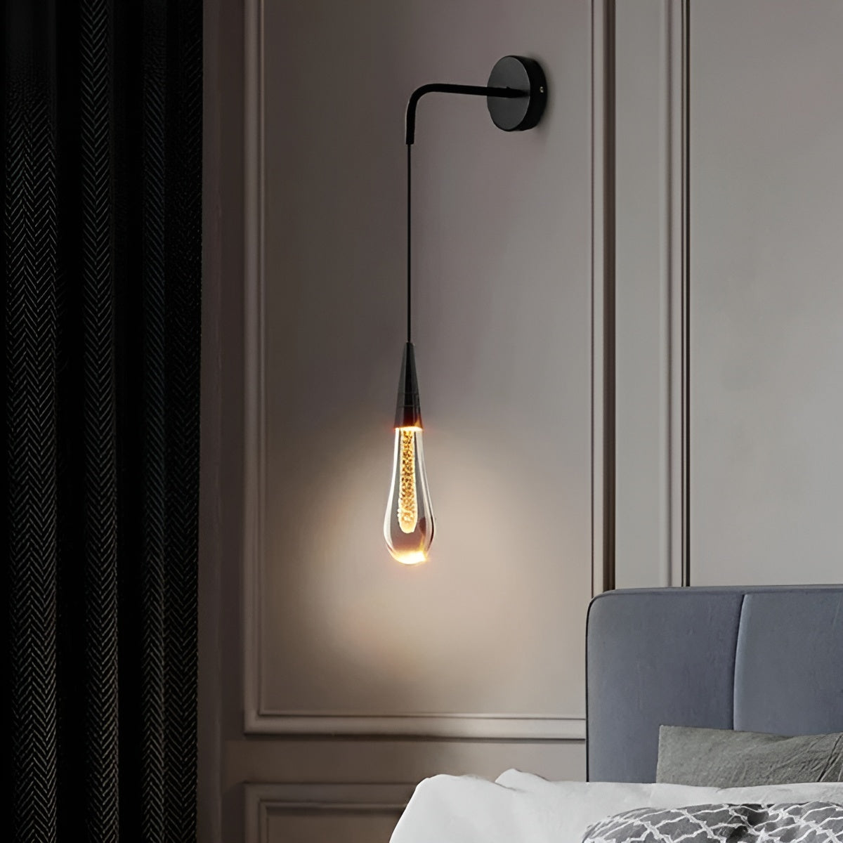 Glitrende Regndråper Krystallpendellampe – Stilig Og Elegant Vegglampe Perfekt For Soverommet