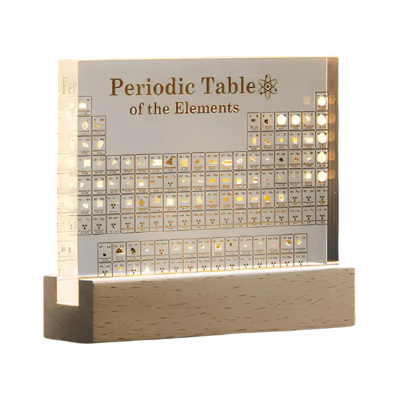 Periodesystem i Akryl – Dekorativt Display med Ekte Kjemiske Elementer