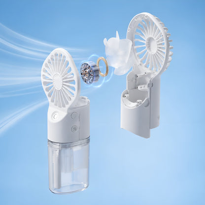 Kompakt Håndvifte Med Sprayfunksjon – Usb-oppladbar Minivifte Med Vannbeholder Og 4 Hastighetsinnstillinger