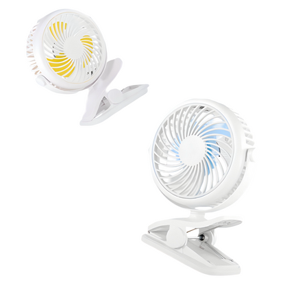 Stille klipsvifte– 360° Roterende Klips | Perfekt for Barnevogn, Kontor og Camping