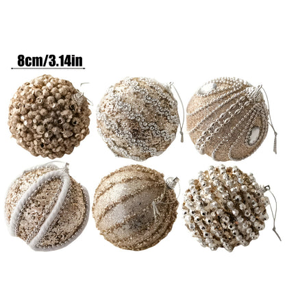 Sett med 6 Glassjulekuler – Elegant Julepynt i Champagne | Perfekt for Juletreet