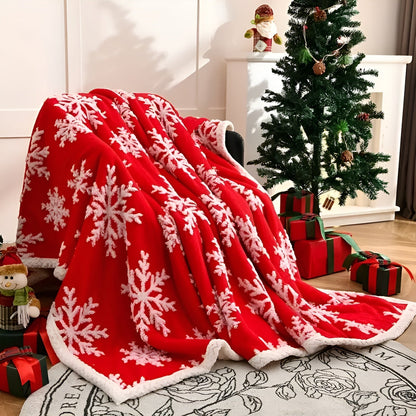 Mykt Fleecepledd med Snøfnuggmønster – Varmt og Koselig | Perfekt for Sofa og Seng