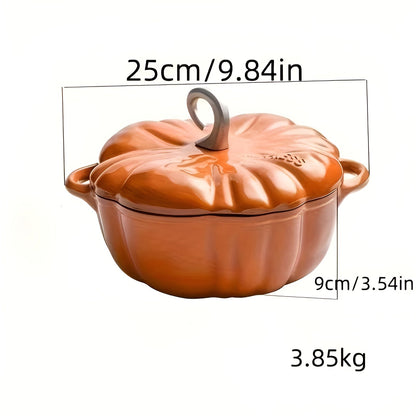Gresskarformet Emaljegryte – Multifunksjonell og Dekorativ | Perfekt for Supper og Gryteretter