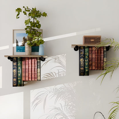 Svevende Bokhyller (2-pakning) – Plassbesparende og Dekorativ | Vegghyller for Stue og Kontor