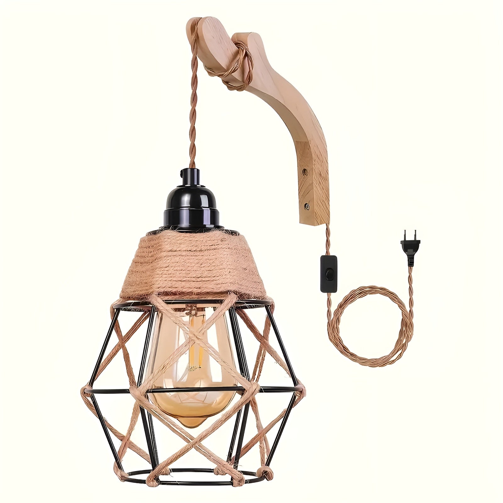 Vegglampe i Rattan – Håndlaget og Dekorativ | Perfekt for Stue og Soverom