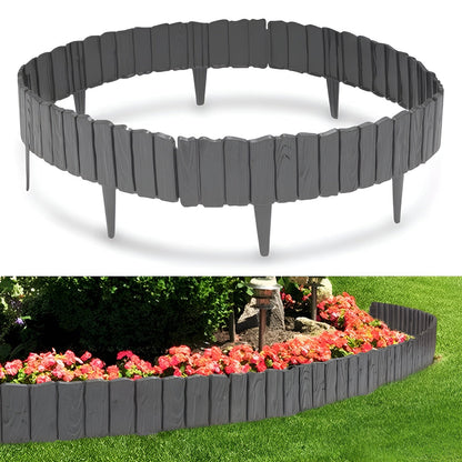 Fleksibel Bedkant i Trelook – Dekorativ Avgrensning for Plen og Blomsterbed | Enkel DIY-Montering - 2.3m 4 Stk
