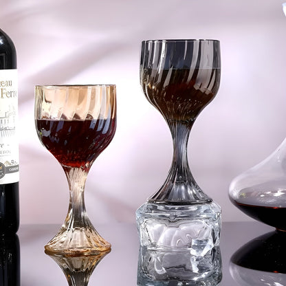 Retro drikkeglass med stett (6 stk) – Dekorative i rillet vintage-design | Elegante til borddekking og servering