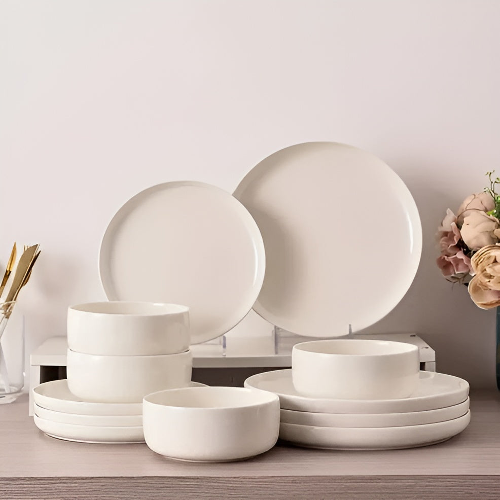Porselensservise I Hvitt, 12 Deler – Tidløst Og Elegant | For 4 Personer