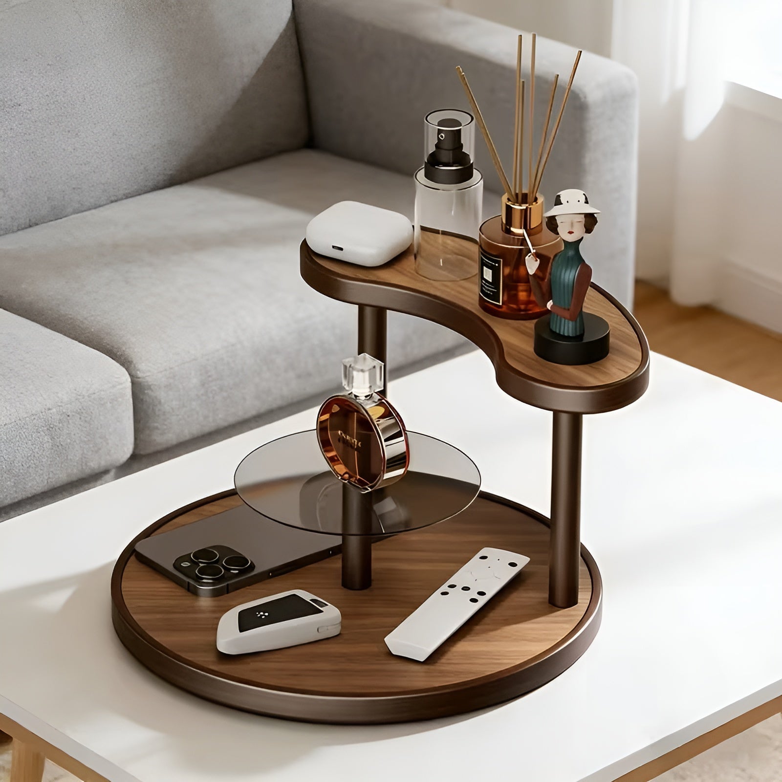Drehbarer Make-up-Organizer aus Holz – 3-stöckig und stabil | Praktische Aufbewahrung für Kosmetik