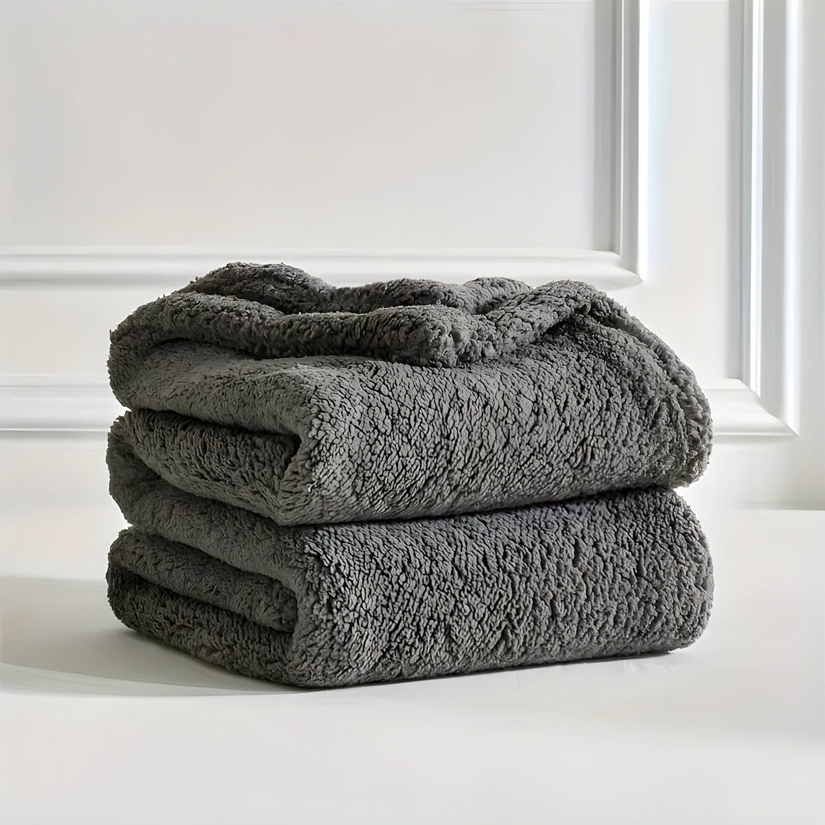 DoubleCozy Pledd – Avslappet Dobbeltsidig Sherpa-fleecepledd
