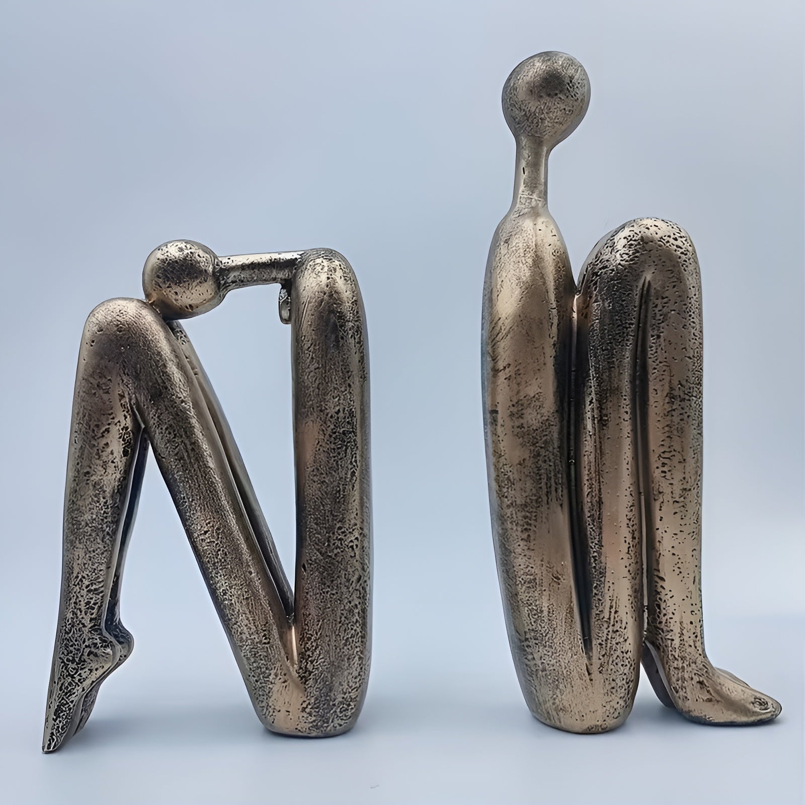 Skulptursett i Kunstharpiks (2 stk) – Moderne og Dekorative Menneskefigurer | Perfekt for Hylle og Stue - Gull - Figurer