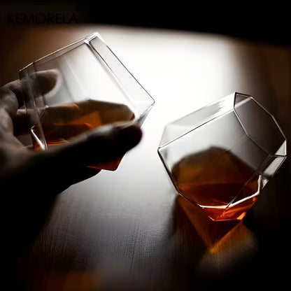 Whiskyglass-sett (4–6 stk.) – Elegant Diamantdesign uten Stilk | Perfekt for Whisky Vin og Cocktails - Sett med glass