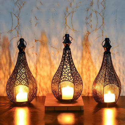 Svala – Lyslykt I Vintage Metall (Håndtak & Glasspaneler)