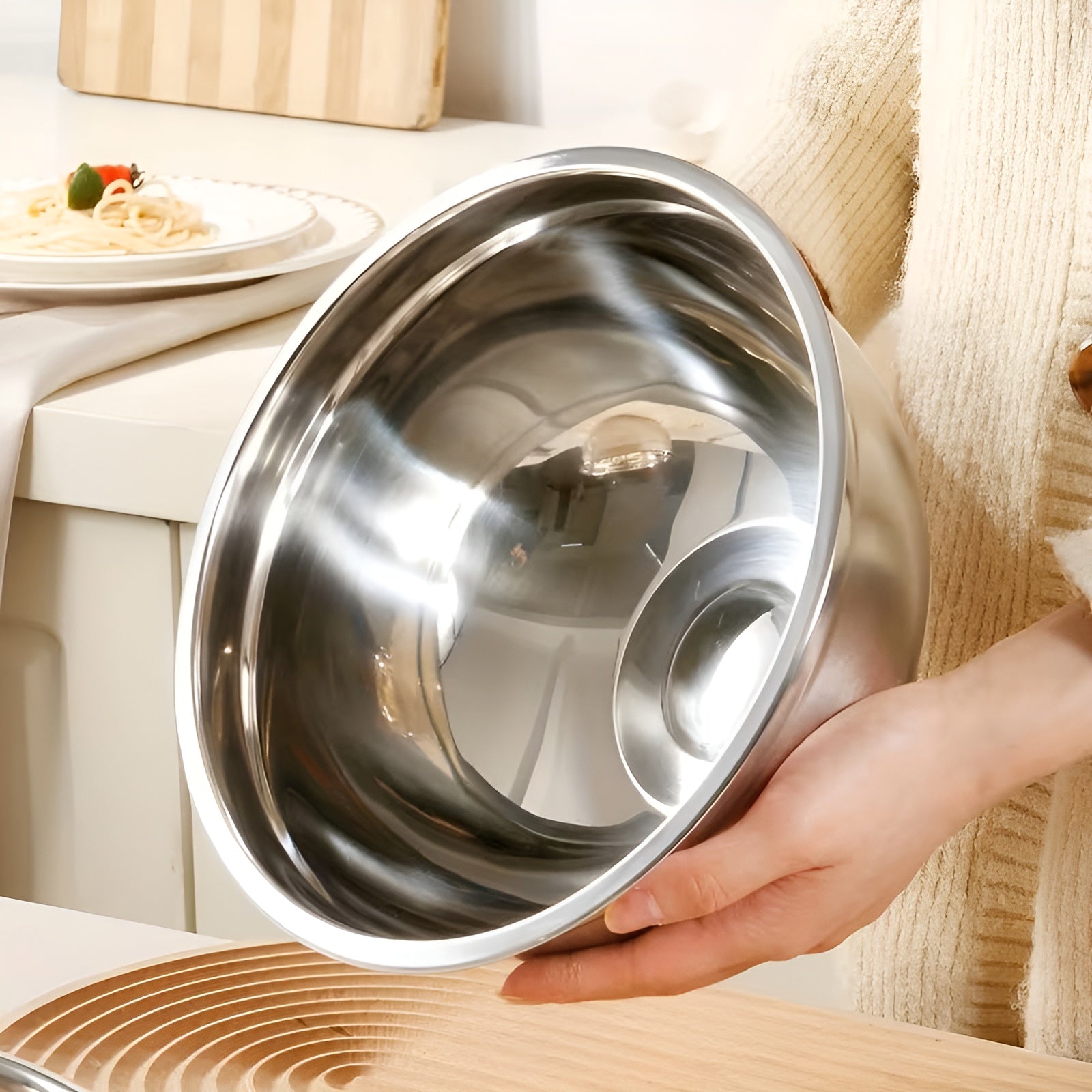 Rørbollesett i Rustfritt Stål (15 deler) – Sklisikker Silikonbunn | Perfekt til Baking og Matlaging