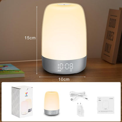 Vekkerlampe med dimmbart nattlys og snooze-funksjon