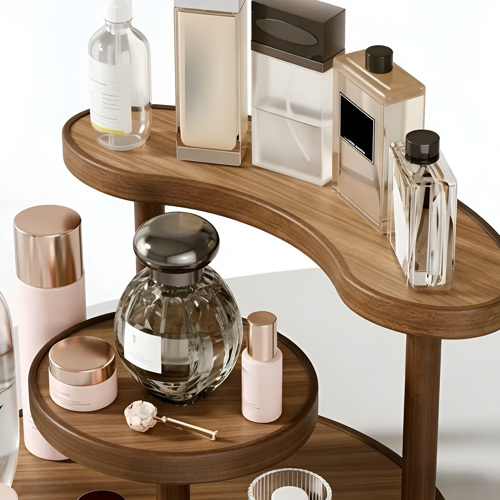 Drehbarer Make-up-Organizer aus Holz – 3-stöckig und stabil | Praktische Aufbewahrung für Kosmetik