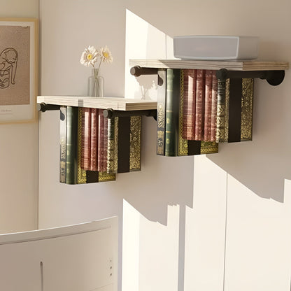 Svevende Bokhyller (2-pakning) – Plassbesparende og Dekorativ | Vegghyller for Stue og Kontor