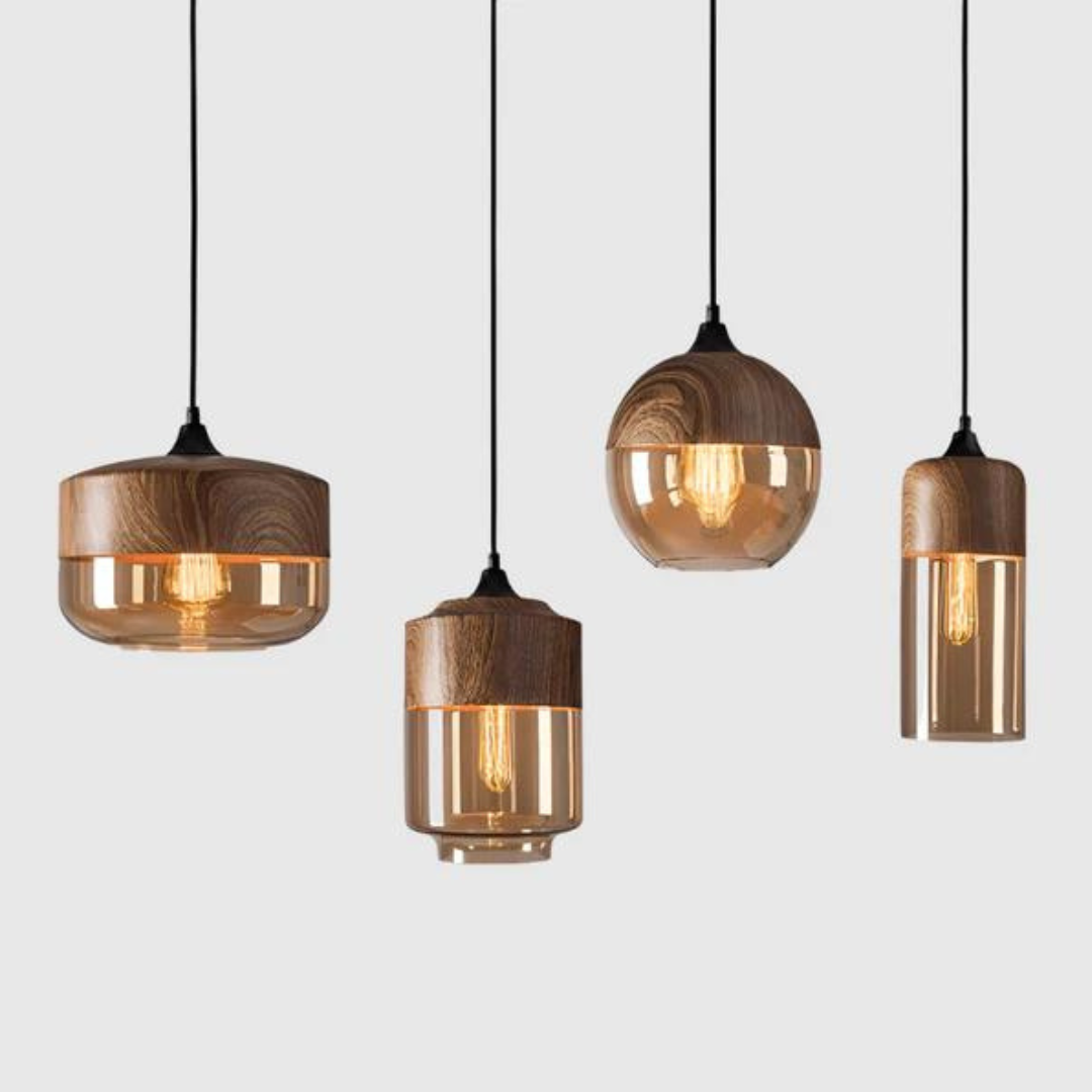 Pendellampe Type C i glass og metall, nordisk design