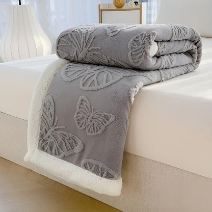 ButterflyDream Pledd – Stilig Brodert Sommerfuglpledd i Varm Fleece