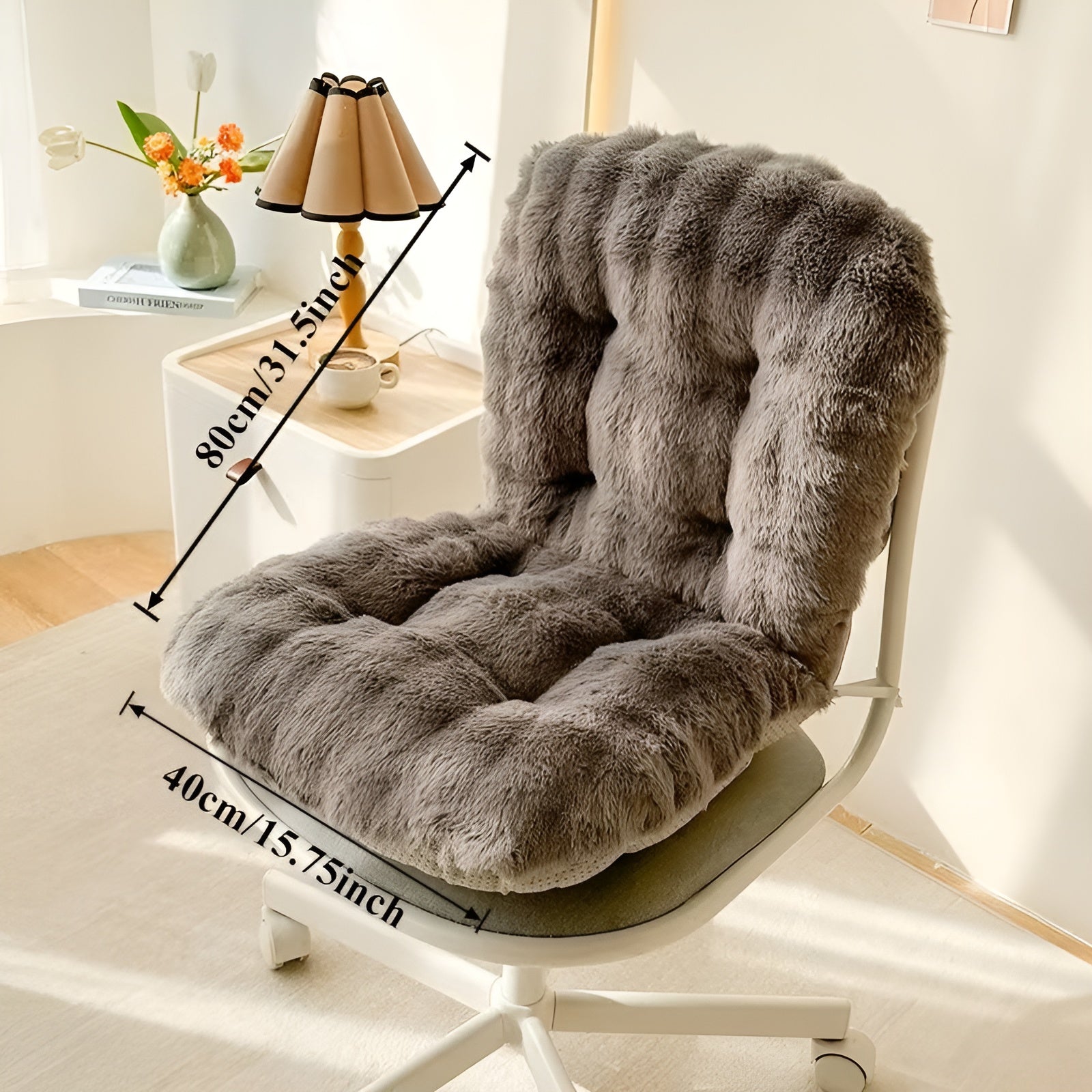 Mykt Setepute Av Kunstpels – Ekstra Tykt Og Koselig | Perfekt For Stol Og Sofa - Gråsvart - Stol- og sofaputer