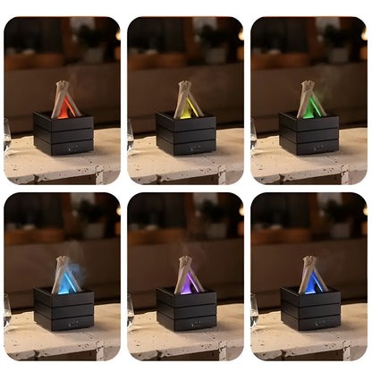 Aroma Diffuser med Flammeeffekt – Luftfukter & LED Stemningslys | Beroligende og Dekorativ for Hjemmet