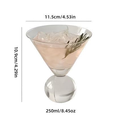 Retro Martiniglass Uten Stilk, 250 ML – Rosa Krystallcocktailglass I Vintage-design, Kan Brukes Om Igjen Og Tåler Oppvaskmaskin