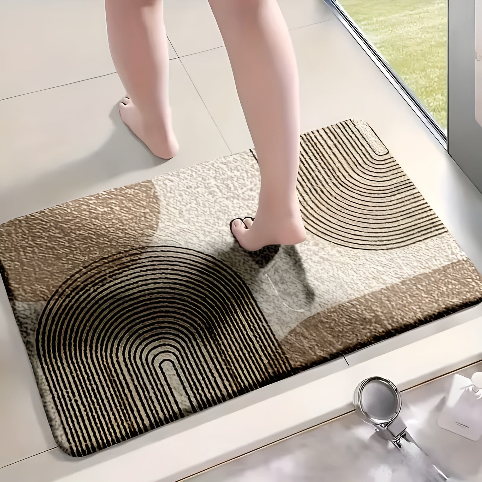 Badezimmermatten Set 4-teilig – Modern & Rutschfest | Weiche WC-Vorleger & Deckelbezug für Stilvolle Baddekoration