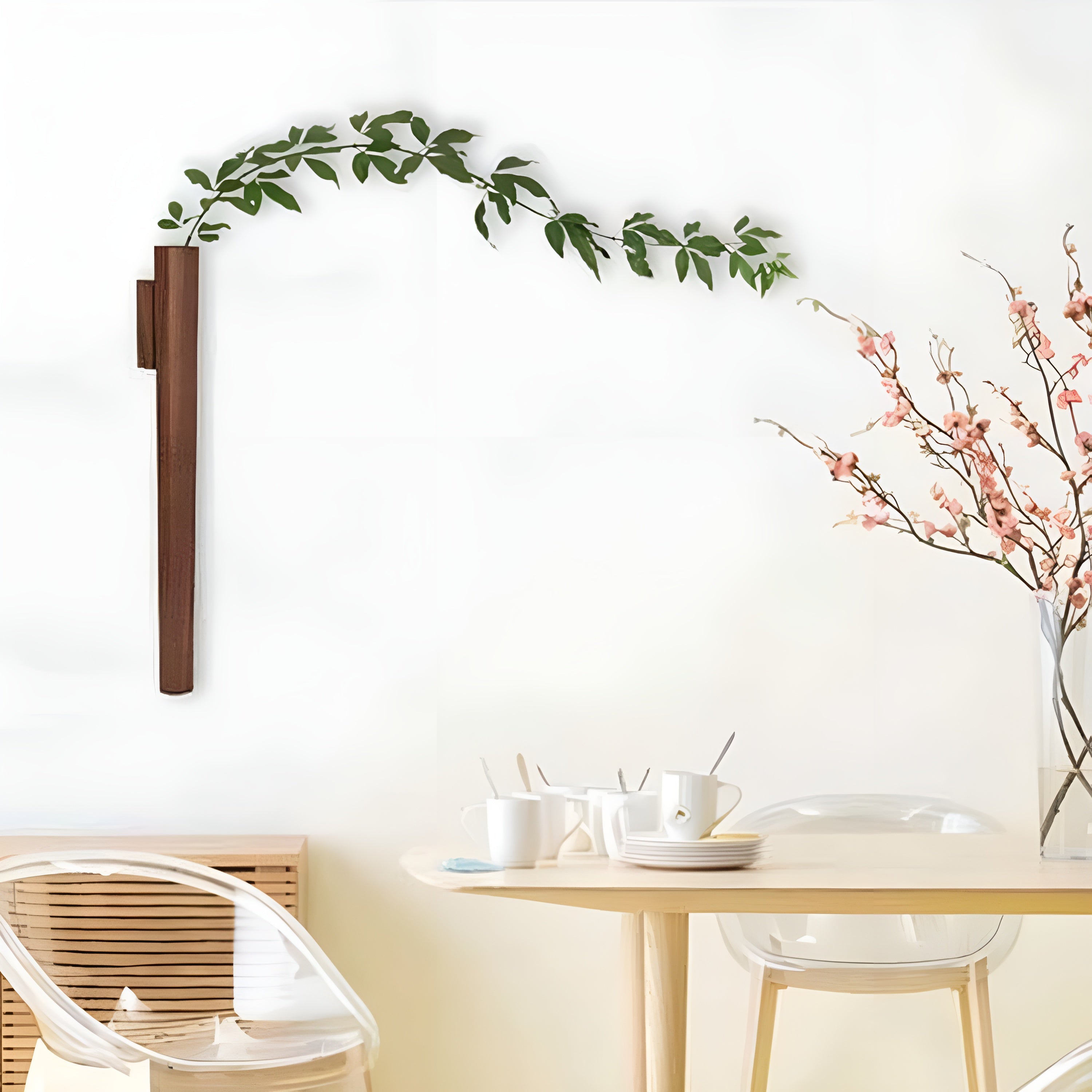 Vase I Tre Til Veggmontering – Rustikk Og Dekorativ Veggdekorasjon | Ideell For Moderne Oppholdsrom