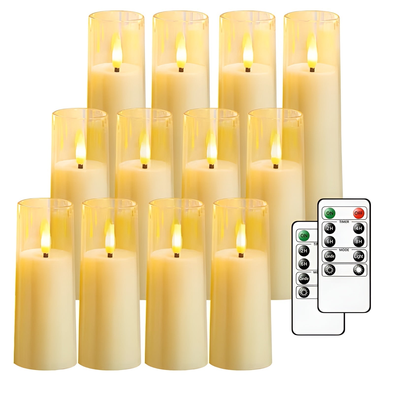 Sett Med 12 Flimrende Led-lys – Stemningsfull Belysning Uten Brannfare | Med Fjernkontroll Og Timer