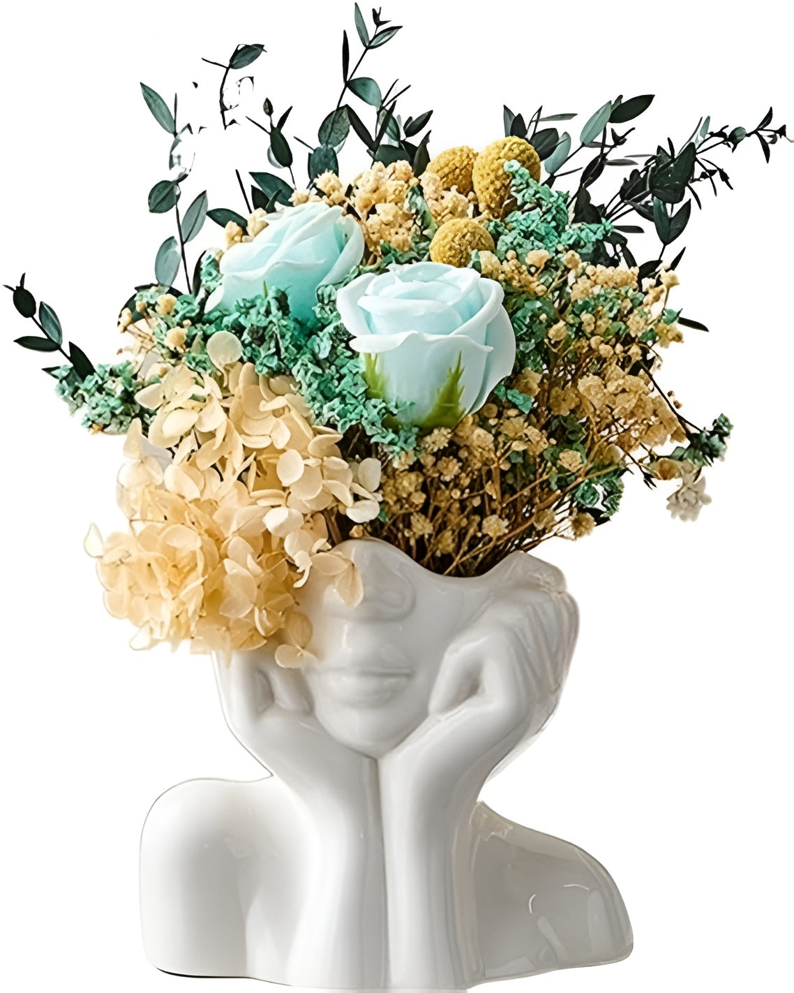 Keramikkvase Med Ansiktsmotiv – Dekorativ Og Elegant | Perfekt For Bord Og Sidebord - Vaser