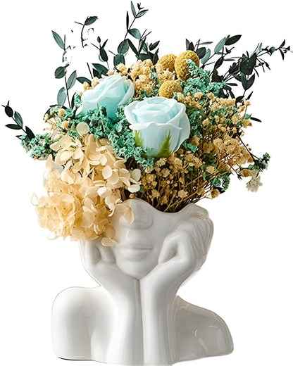 Keramikkvase Med Ansiktsmotiv – Dekorativ Og Elegant | Perfekt For Bord Og Sidebord - Vaser