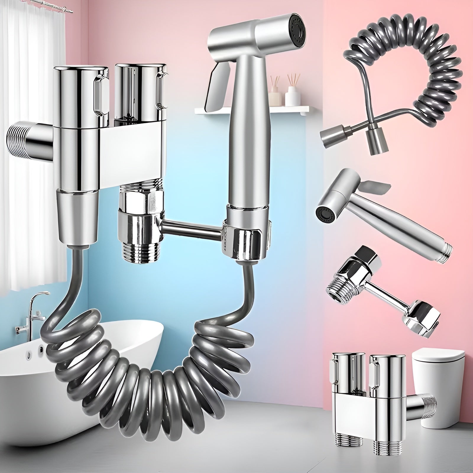 Bidet Hånddusj Sett – Hygienisk og Allsidig | Rustfritt Stål for Bad og Toalett