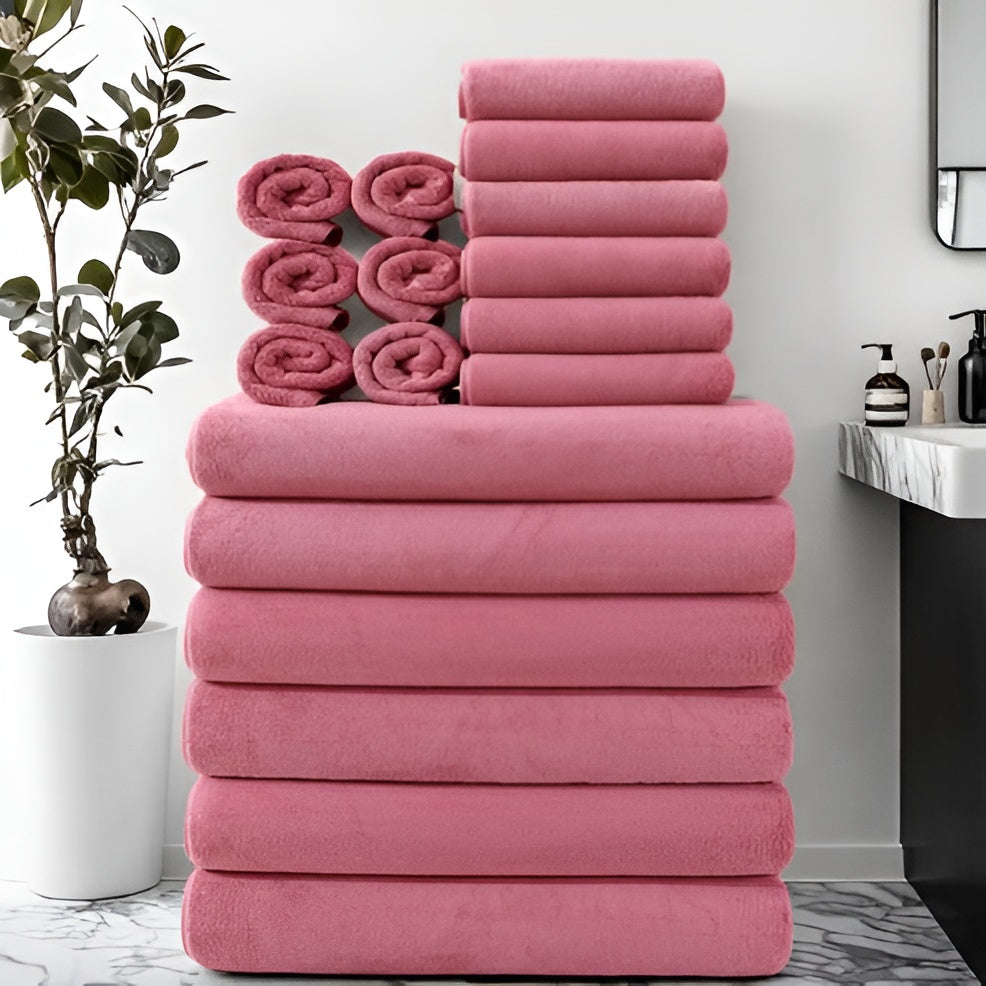 8-delers Sett Med Hurtigtørkende Badehåndklær – Supermyke For Hjemmebruk Og På Spaet
