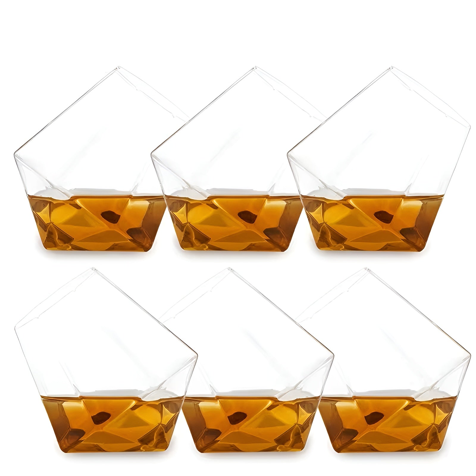 Whiskyglass-sett (4–6 stk.) – Elegant Diamantdesign uten Stilk | Perfekt for Whisky Vin og Cocktails - 6 Stück - Sett