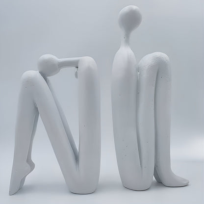 Skulptursett i Kunstharpiks (2 stk) – Moderne og Dekorative Menneskefigurer | Perfekt for Hylle og Stue - Hvit - Figurer